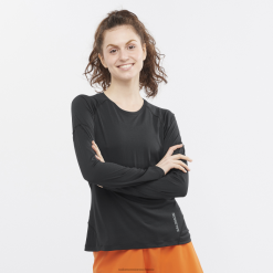 Salomon Switzerland | Salomon Damen-Langarm-T-Shirt – Cross Run LF482918 Tiefschwarz/Kapsel