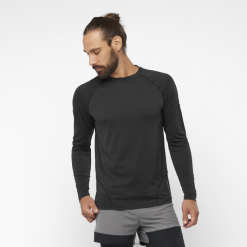 Salomon Switzerland | Salomon Herren-Langarm-T-Shirt – Cross Run LF482539 tiefschwarz