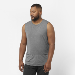Salomon Switzerland | Salomon Herren-Tanktop – Crossrun LF482229 tiefschwarz/heide