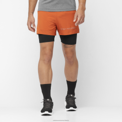 Salomon Switzerland | Salomon Herrenshorts - Cross 2in1 LF482279 gebrannter Ocker/Tiefschwarz
