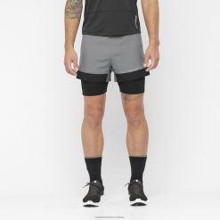 Salomon Switzerland | Salomon Herrenshorts - Cross 2in1 LF482280 ruhiger Farbton/tiefes Schwarz