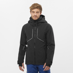 Salomon Switzerland | Salomon Isolierte Kapuzenjacke für Herren – genial LF482543 tiefes Schwarz/Weiß