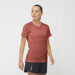 Salomon Switzerland | Salomon Kurzarm-T-Shirt für Damen – Cross Run LF482881 scharfe Soße