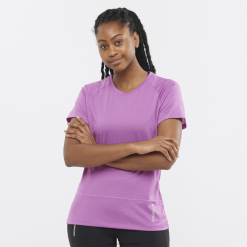 Salomon Switzerland | Salomon Kurzarm-T-Shirt für Damen – Cross Run LF482890 prickelnde Traube/Heidekraut