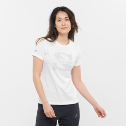 Salomon Switzerland | Salomon Kurzarm-T-Shirt für Damen – Outlife Big Logo LF482901 Weiß